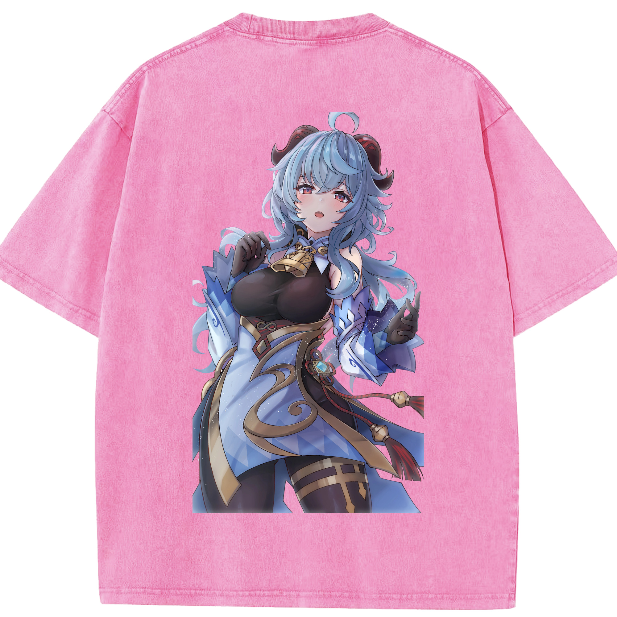 げんし神 甘雨 かんう genshin Ganyu 綿100% ヴィンテージ風 半袖Tシャツ（背面プリント）